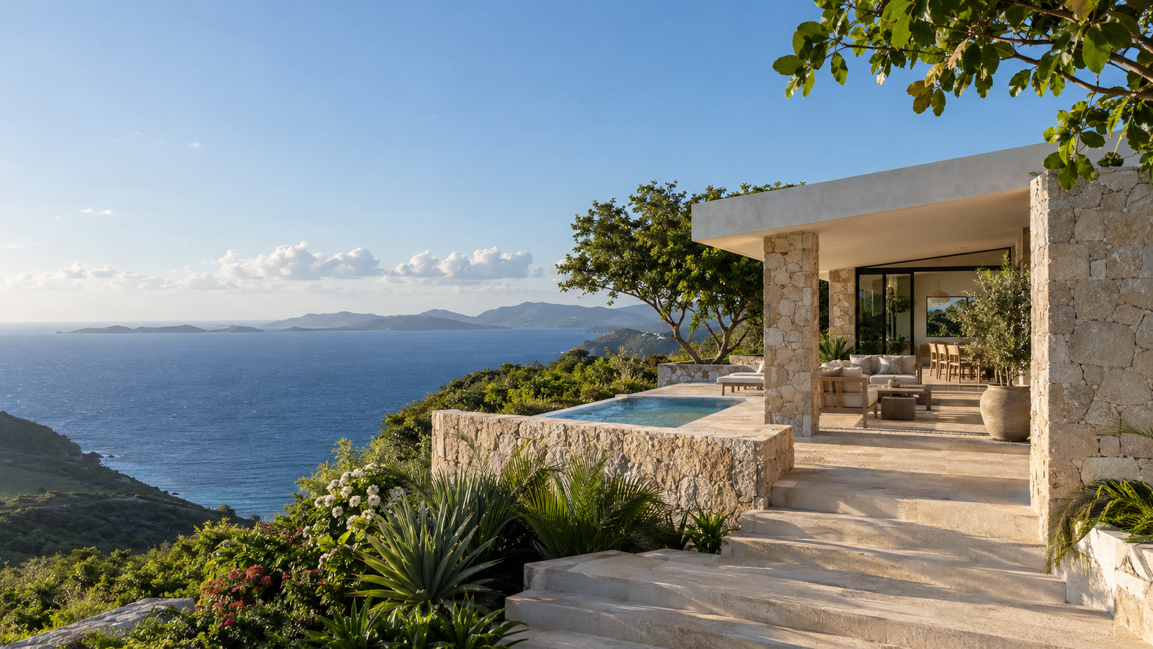 Caribbean luxury residence overlooking the sea